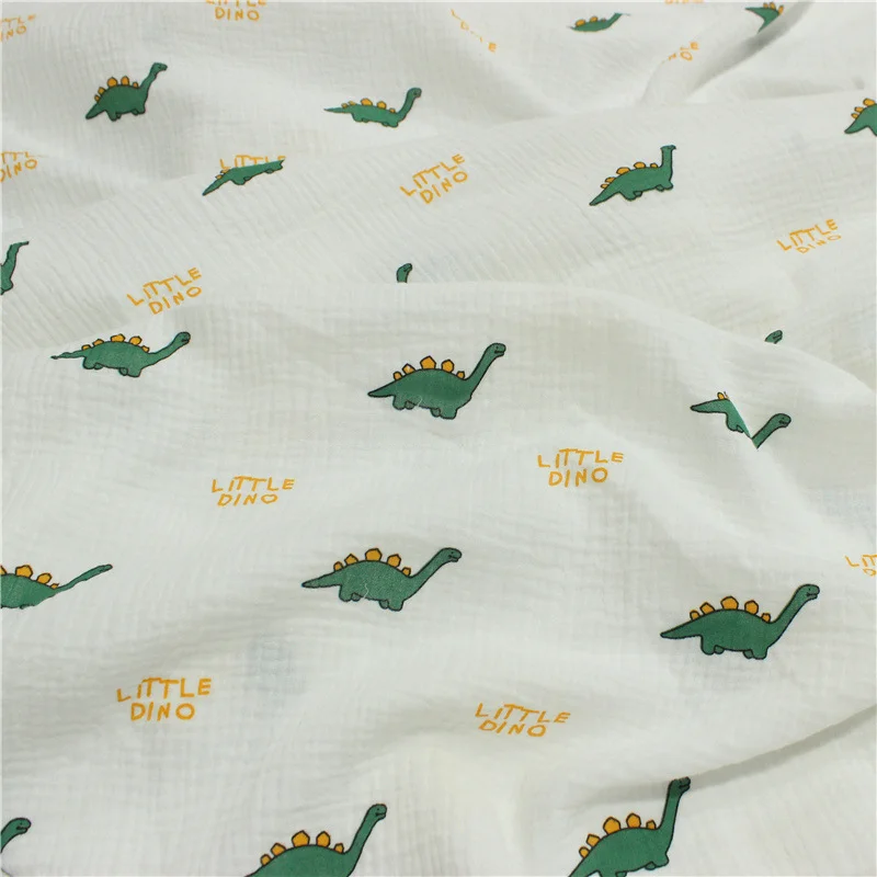 100x135cm Cute Dinosaur Printed Double Layer Cotton Crepe Fabric By Meters Breathable Pure Cotton Fabric DIY Sewing Baby Clothes
100x135cm Cute Dinosaur Printed Double Layer Cotton Crepe Fabric By Meters Breathable Pure Cotton Fabric DIY Sewing Baby Clothes