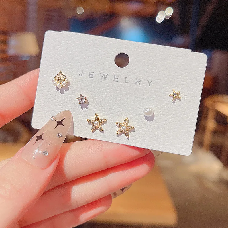 3pairs S925 Sterling Silver Needle Starfish Zircon Decor Casual Stud Earrings Set
3pairs S925 Sterling Silver Needle Starfish Zircon Decor Casual Stud Earrings Set