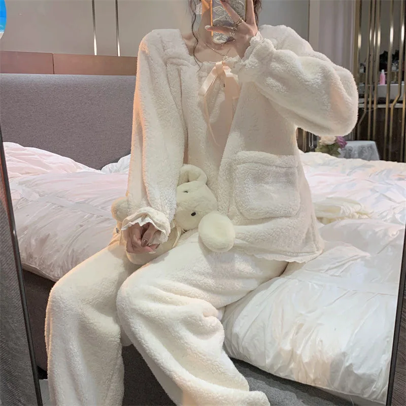 Autumn And Winter Flannel Pajamas Set Night Suit Leisure Wear Women Pyjamas Women Summer Cartoon Nightwear Sleepwear Home Wear
Autumn And Winter Flannel Pajamas Set Night Suit Leisure Wear Women Pyjamas Women Summer Cartoon Nightwear Sleepwear Home Wear