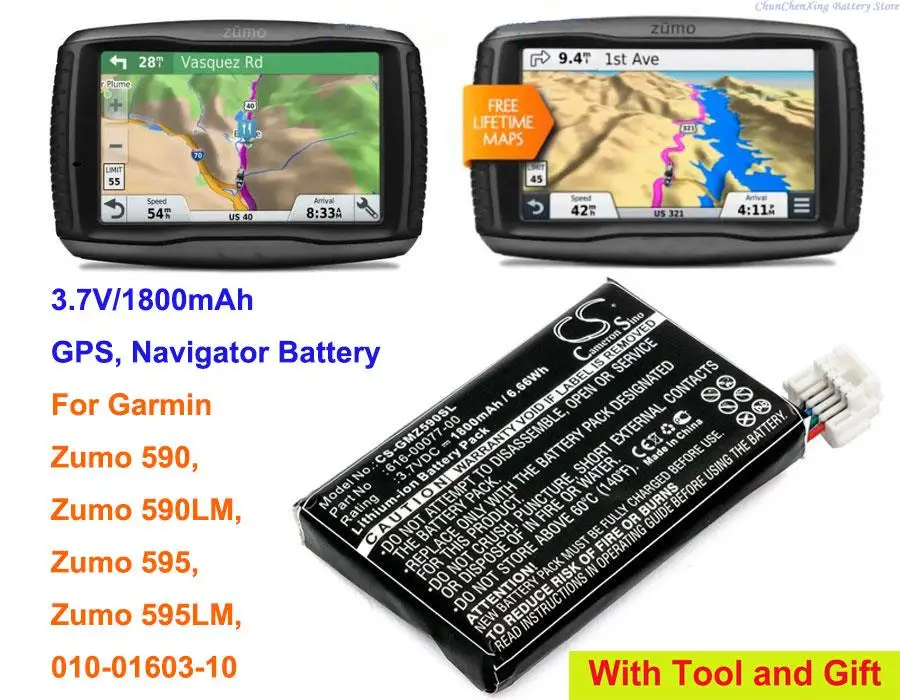 Кэмерон китайско 1800 мА/ч GPS аккумулятор для навигатора Garmin Zumo 590 590LM 595 595LM 010-01603-10 |