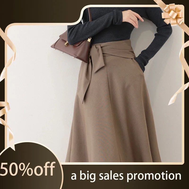 in autumn and winter, French coffee color woolen hip covering, high waist skirt, A-line
in autumn and winter, French coffee color woolen hip covering, high waist skirt, A-line