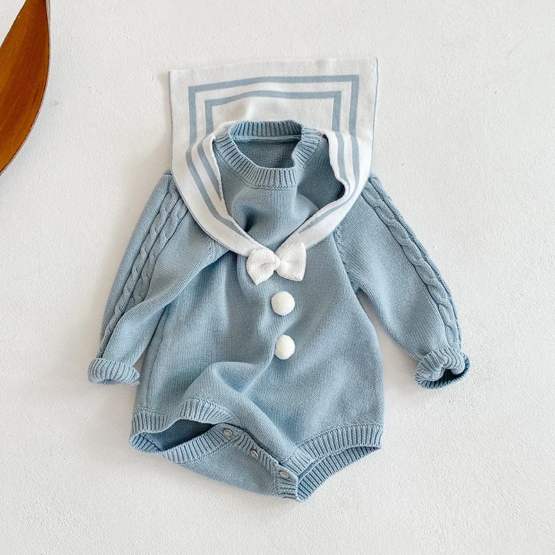 Spring Autumn baby girls fashion sailor collar knitted long-sleeved bodysuits Infants cute bowknot sweaters
Spring Autumn baby girls fashion sailor collar knitted long-sleeved bodysuits Infants cute bowknot sweaters