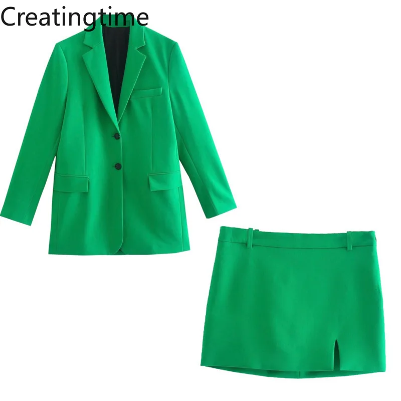 Creatingtime 2022 Spring New Fashion Women's Greed Notched Pocket Straight Blazer and Slit High Waist Mini Skirt Two Piece GA273
Creatingtime 2022 Spring New Fashion Women's Greed Notched Pocket Straight Blazer and Slit High Waist Mini Skirt Two Piece GA273