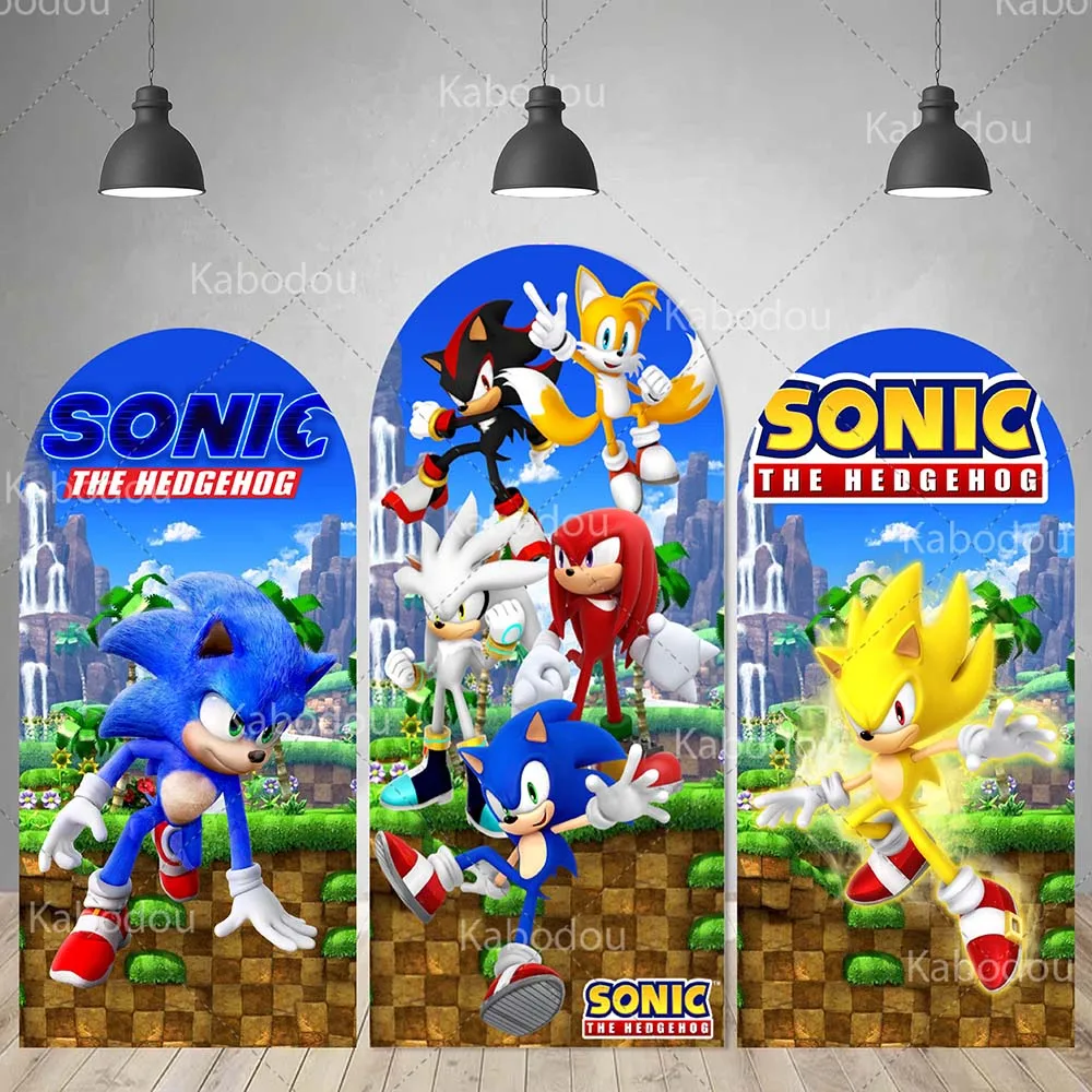Фон Sonics с изображением арки и ежика украшение для детской вечеринки на день