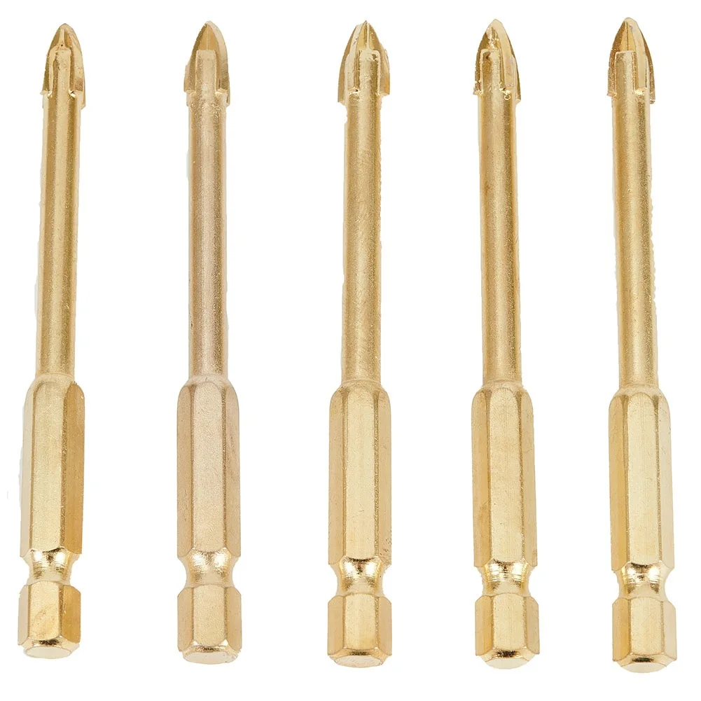 5pcs 6mm Hex Shank Golden Cross Bits Titanium Coated Ceramic Tile Marble Glass Drill Bits Spear Head Drill Bits
5pcs 6mm Hex Shank Golden Cross Bits Titanium Coated Ceramic Tile Marble Glass Drill Bits Spear Head Drill Bits