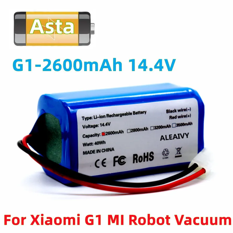 New 14.8V 2600mAh Li-ion Battery for Xiaomi G1 MI Robot Vacuum-Mop Essential MJSTG1 Robot Vacuum Cleaner 18650 Battery Pack
New 14.8V 2600mAh Li-ion Battery for Xiaomi G1 MI Robot Vacuum-Mop Essential MJSTG1 Robot Vacuum Cleaner 18650 Battery Pack