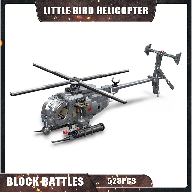 523PCS War Gunship Model Building Military Little Bird Helicopter Bricks Set Soft Plastic BlocksToys for Boys Gift
523PCS War Gunship Model Building Military Little Bird Helicopter Bricks Set Soft Plastic BlocksToys for Boys Gift
