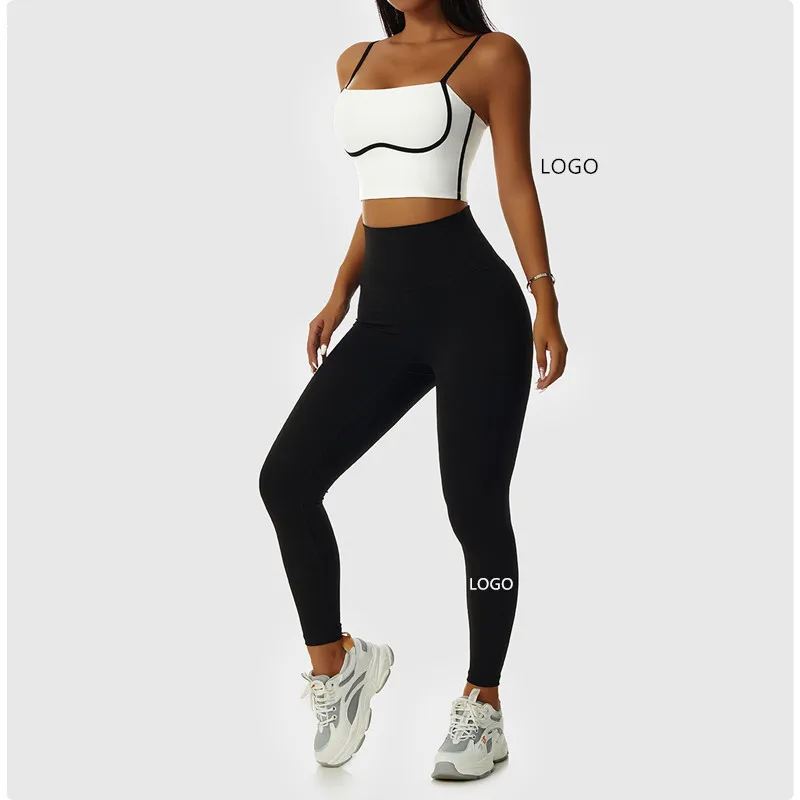 

Yushuhua Seamless Women Yoga Suit High Waist Sport Pants Shockproof Bra Gym Wear Fitness Run Tight Sportswear 2PCS Sets