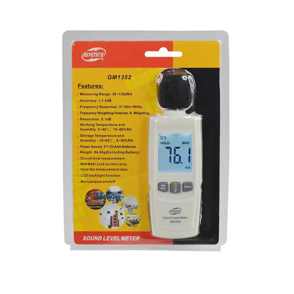 GM1352 Sound Level Meter Decibels Detector 30-130dBA Digital Audio Noise Measurement Tool for Office Hospitals
GM1352 Sound Level Meter Decibels Detector 30-130dBA Digital Audio Noise Measurement Tool for Office Hospitals