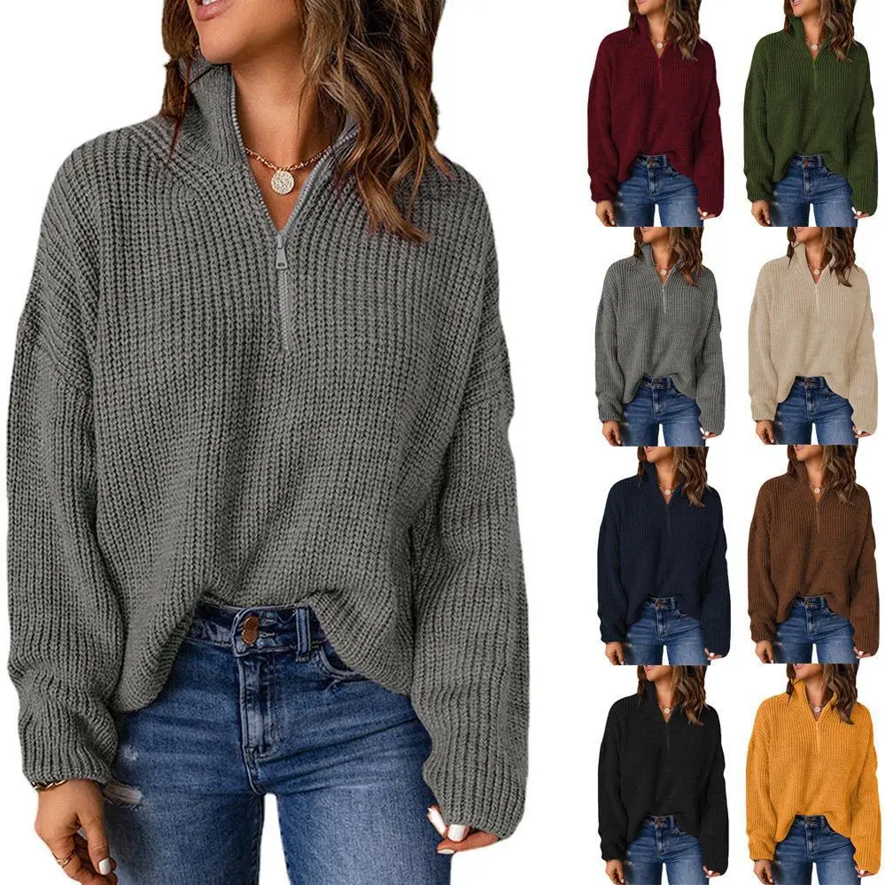Half Open Collar Long Sleeve Top Women's Autumn and Winter New Solid Loose High Neck Pit Stripe Pullover Sweater
Half Open Collar Long Sleeve Top Women's Autumn and Winter New Solid Loose High Neck Pit Stripe Pullover Sweater