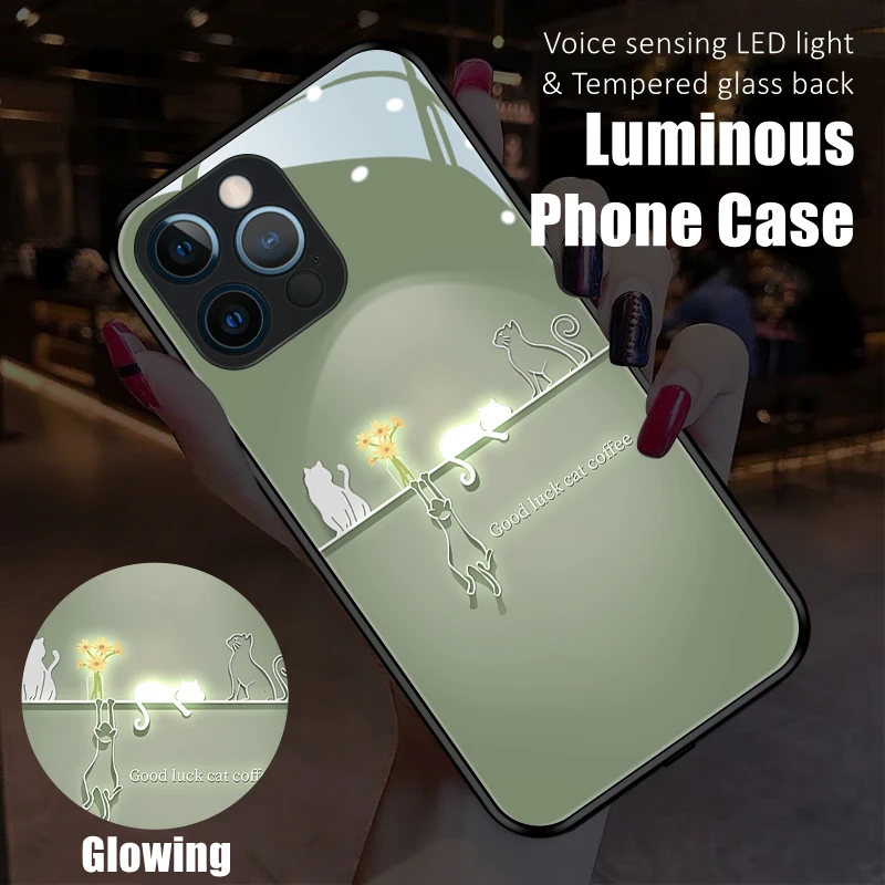 Couples Cute Cat LED Light Glowing Luminous Tempered Glass Back Phone Case for iPhone 11 12 13 14 X Xs Xr Mini Pro Max Plus
Couples Cute Cat LED Light Glowing Luminous Tempered Glass Back Phone Case for iPhone 11 12 13 14 X Xs Xr Mini Pro Max Plus