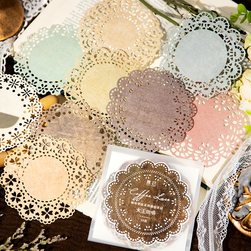 10Pcs Hollow Material Paper round Retro curry dye lace collage Collagedecoration DIY creative bottom Writing Scrapbook Supplies
10Pcs Hollow Material Paper round Retro curry dye lace collage Collagedecoration DIY creative bottom Writing Scrapbook Supplies