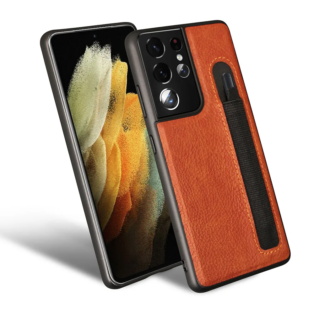 Stylus S-Pen Socket Slot Phone Case For Samsung Galaxy S21 Ultra G9980 G998D G998U Leather Protective Cover with Pocket Holder
Stylus S-Pen Socket Slot Phone Case For Samsung Galaxy S21 Ultra G9980 G998D G998U Leather Protective Cover with Pocket Holder