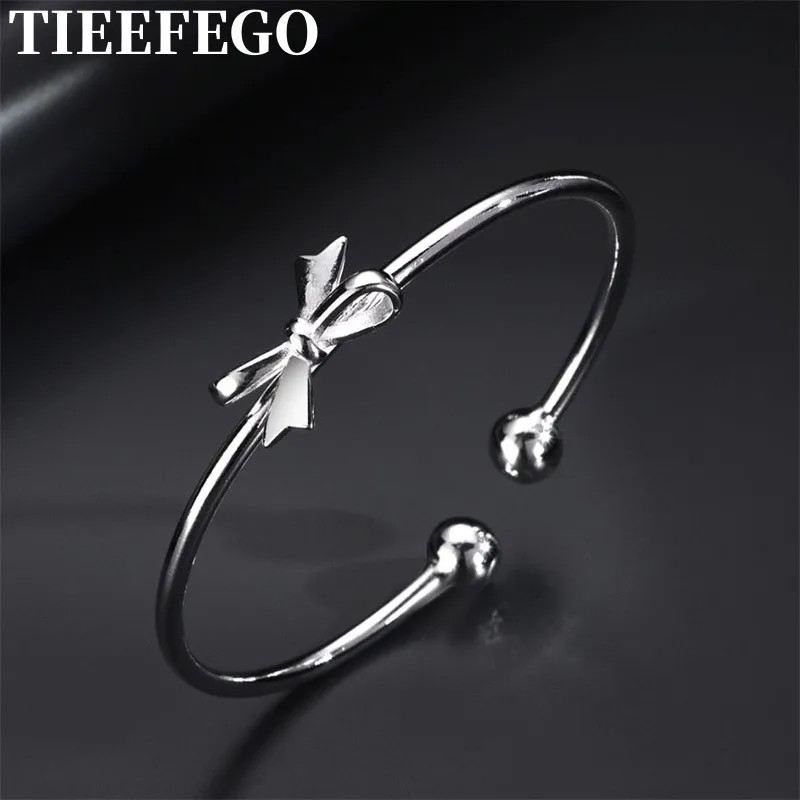 TIEEFEGO 925 Silver Cute Women's Bow Bracelet Cuff Women's Bracelet Fashion Party Wedding Jewelry Holiday Gift Designer Charm
TIEEFEGO 925 Silver Cute Women's Bow Bracelet Cuff Women's Bracelet Fashion Party Wedding Jewelry Holiday Gift Designer Charm
