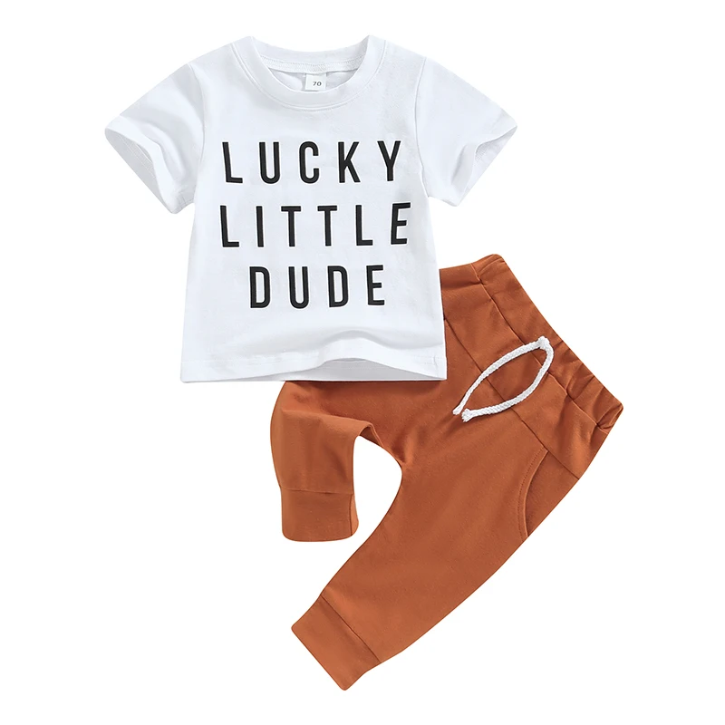 Toddler Infant Baby Boy Clothes Short Sleeve Letter Print Tshirt Top Solid Color Pants Set St. Patrick's Day Outfits 2PCS
Toddler Infant Baby Boy Clothes Short Sleeve Letter Print Tshirt Top Solid Color Pants Set St. Patrick's Day Outfits 2PCS