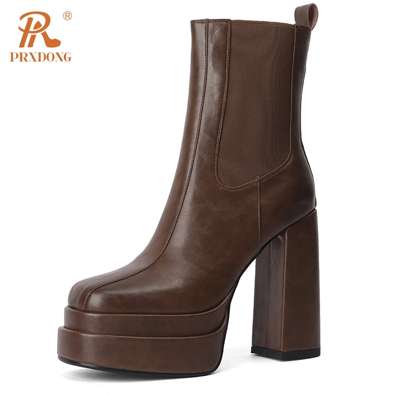 Женские ботильоны из натуральной кожи PRXDONG, Черные ботильоны из натуральной кожи на толстой платформе и квадратном высоком каблуке, Осень-зима 2023
Женские ботильоны из натуральной кожи PRXDONG, Черные ботильоны из натуральной кожи на толстой платформе и квадратном высоком каблуке, Осень-зима 2023