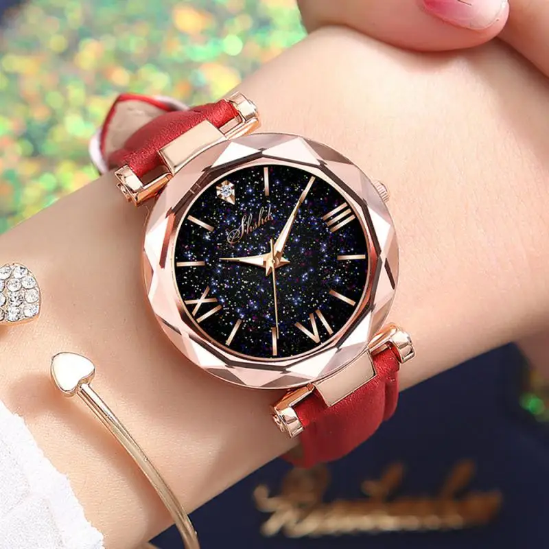 Leather Strap Roman Numeral Scale Quartz Wristwatches Ladies Luminous Watch Starry Dial Watch Luxury Casual Elegant Women
Leather Strap Roman Numeral Scale Quartz Wristwatches Ladies Luminous Watch Starry Dial Watch Luxury Casual Elegant Women
