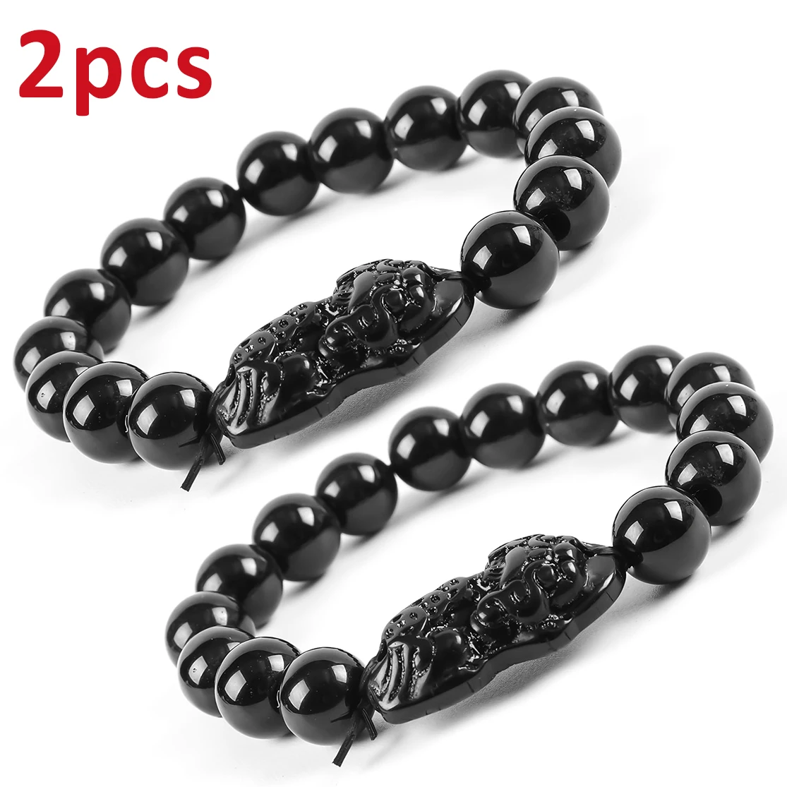 

Obsidian Black Obsidian Stone Beads Bracelet Good Luck and wealth Chinese Fengshui ancient beast Men Women Bracelets