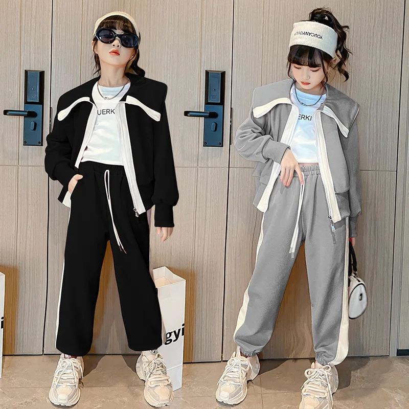 Демисезонные комплекты детской одежды для девочек, Модный женский спортивный костюм с длинным рукавом и двойной молнией, детский спортивный костюм для школы
Демисезонные комплекты детской одежды для девочек, Модный женский спортивный костюм с длинным рукавом и двойной молнией, детский спортивный костюм для школы