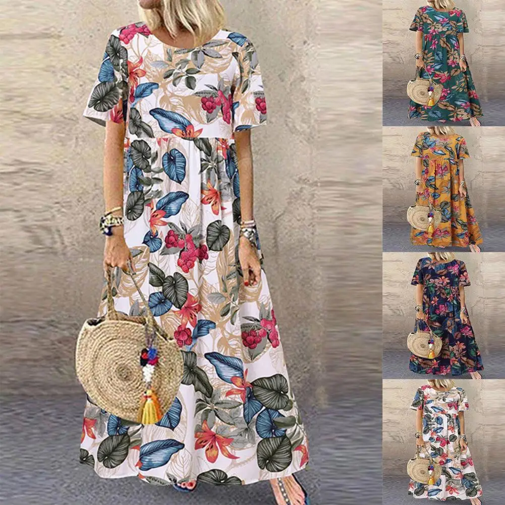 O-Neck Bohemian Holiday Sundress Summer Women Vintage Floral Printed Short Sleeve Beach Dress Loose Long Vestido Robe Femme
O-Neck Bohemian Holiday Sundress Summer Women Vintage Floral Printed Short Sleeve Beach Dress Loose Long Vestido Robe Femme