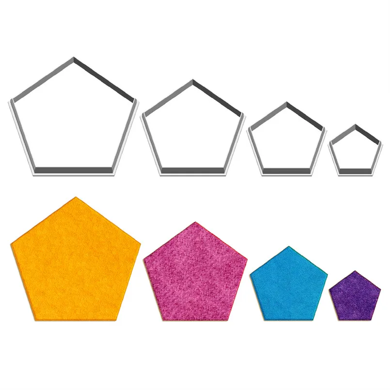 

Четыре вида мультяшных геометрических фигур, Пентагон, Пластиковая форма, инструмент для помадки для торта, резаки для печенья, суши и фруктов