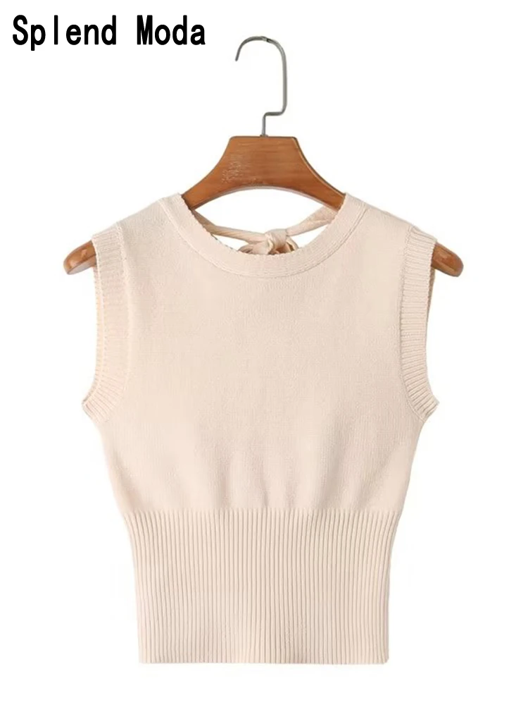 2023 Women Autumn New Fashion Sweet Back Bow Elastic Knitted Short Vest Chic Sleeveless Sweater Sexy Slim Backless Pullover TRAF
2023 Women Autumn New Fashion Sweet Back Bow Elastic Knitted Short Vest Chic Sleeveless Sweater Sexy Slim Backless Pullover TRAF