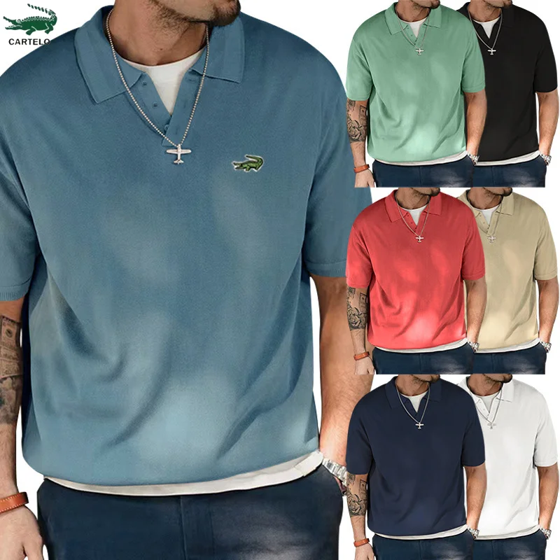 Cartelo Embroidery High -end Lapel POLOT Shirt Male Loose and Popular Slit Solid Color Casual V -neck Men Polo Short Sleeves
Cartelo Embroidery High -end Lapel POLOT Shirt Male Loose and Popular Slit Solid Color Casual V -neck Men Polo Short Sleeves