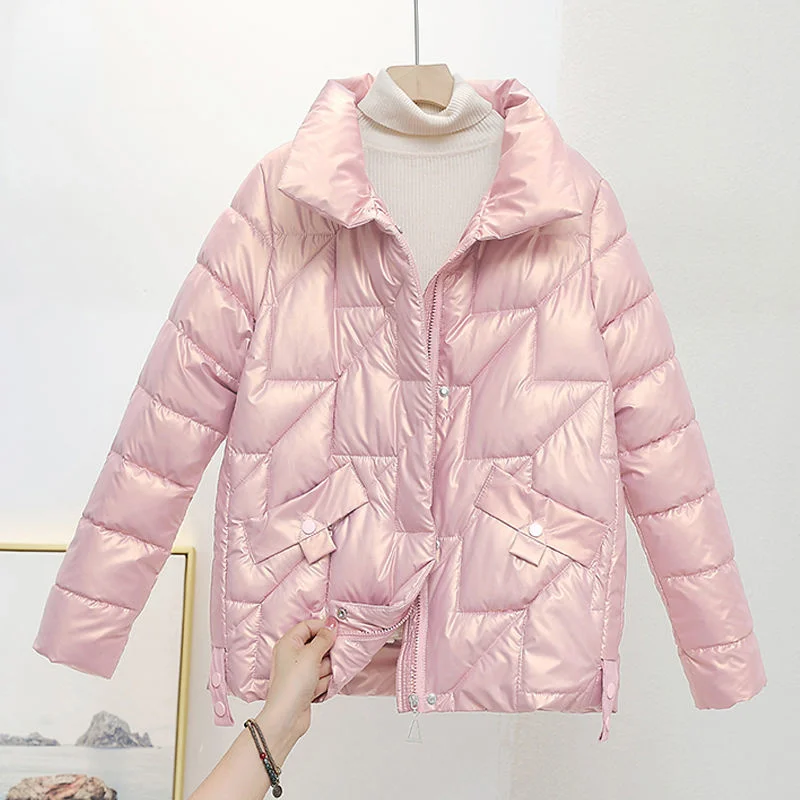 Glossy Water Proof Pike Women 2022 Winter Short Loose Zipper Stand Collar Keep Warm Coat Commuting Dignified Pink Parkas Women's
Glossy Water Proof Pike Women 2022 Winter Short Loose Zipper Stand Collar Keep Warm Coat Commuting Dignified Pink Parkas Women's