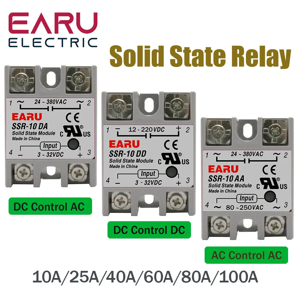 

SSR-25DA SSR-40DA SSR-40AA SSR-40DD SSR 10A 25A 40A 60A 80A 100A DD DA AA Solid State Relay Module for PID Temperature Control