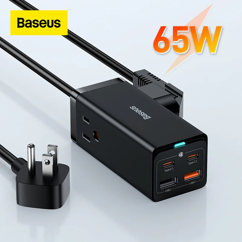 Baseus 65W GaN3 Pro Charger Desktop US Plug Power Strip Patchboard Outlet Bar USB C Fast Charger For iphone 12 13 Samsung Laptop
Baseus 65W GaN3 Pro Charger Desktop US Plug Power Strip Patchboard Outlet Bar USB C Fast Charger For iphone 12 13 Samsung Laptop