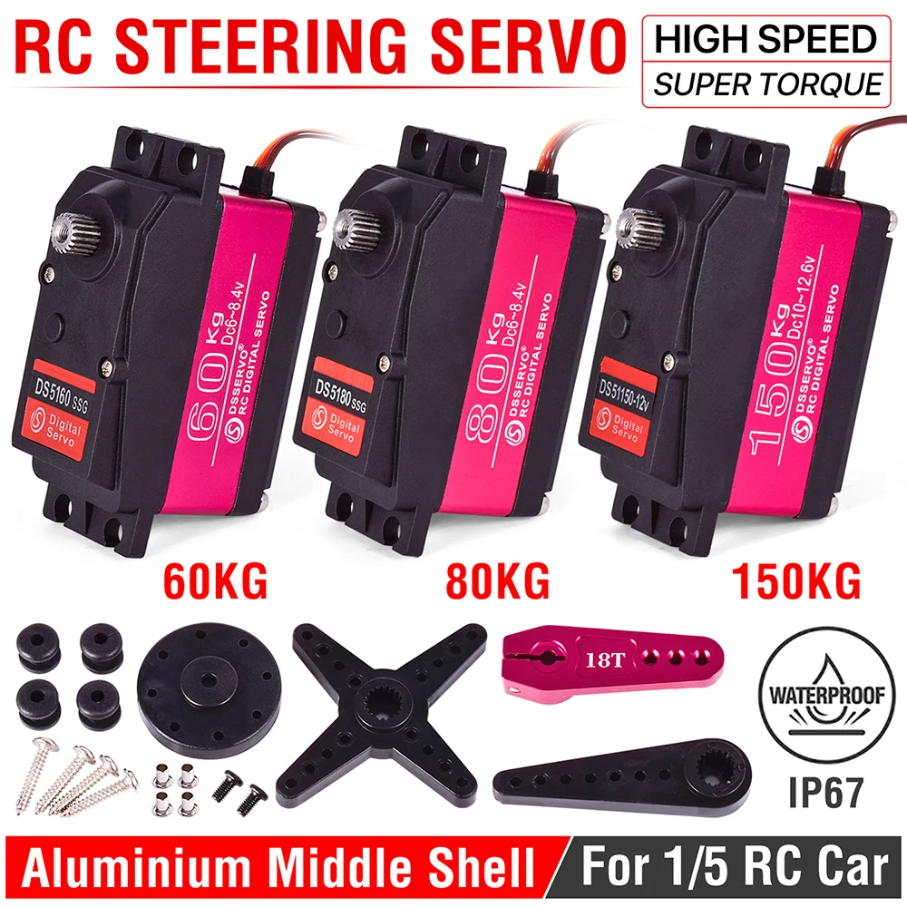 Servo For RC Car RC Steering Servo High Torque 60Kg 80Kg 150Kg 1/5 1/6 servo for Redcat HPI Baja RC Car RC Toy
Servo For RC Car RC Steering Servo High Torque 60Kg 80Kg 150Kg 1/5 1/6 servo for Redcat HPI Baja RC Car RC Toy