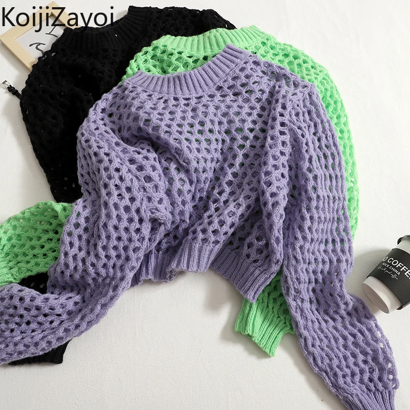 Koijizayoi Sexy Women Hollow Out Solid Jumper Fashion Office Lady Spring Autumn 2022 Cropped Sweater Chic Korean Pullovers Tops
Koijizayoi Sexy Women Hollow Out Solid Jumper Fashion Office Lady Spring Autumn 2022 Cropped Sweater Chic Korean Pullovers Tops