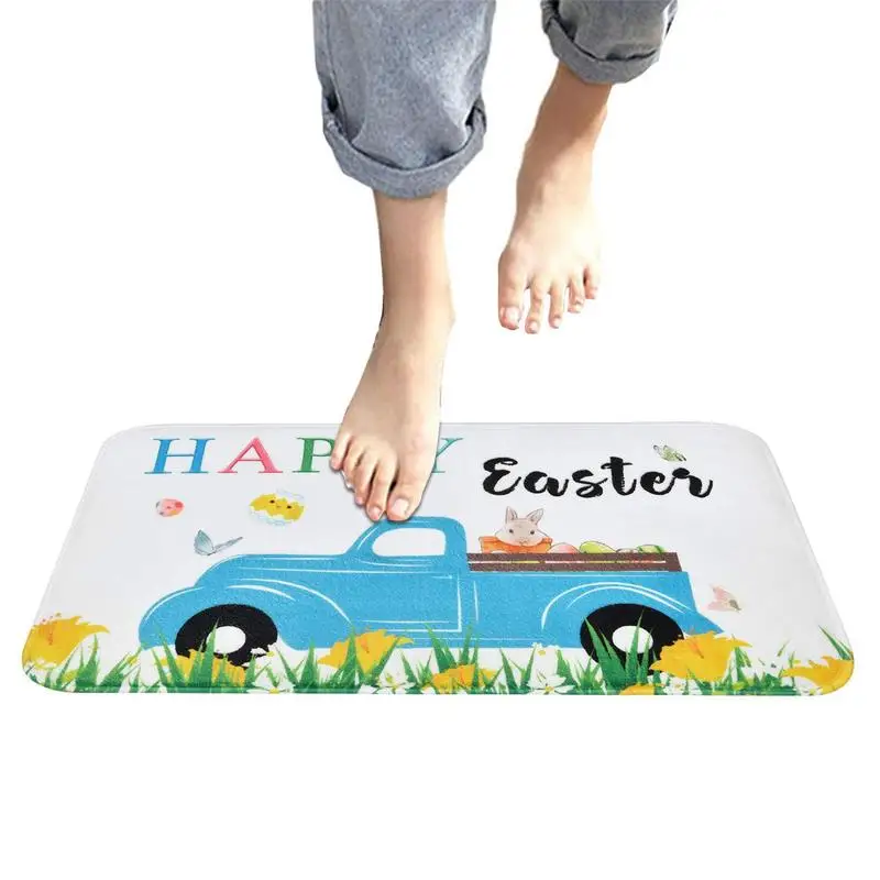 

Adorable Easter Bunny Eggs Rugs Cute Easter Floor Mat Indoor Outdoor Entrance Bathroom Doormat Absorbent Floor Mat Home Decor