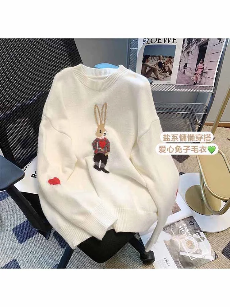 2022 Fall Winter O-Neck Cartoon Rabbit Long Sleeves Knitted Swrater Women Casual All-Match Sweet Korean Fashion Jumper Feamle
2022 Fall Winter O-Neck Cartoon Rabbit Long Sleeves Knitted Swrater Women Casual All-Match Sweet Korean Fashion Jumper Feamle