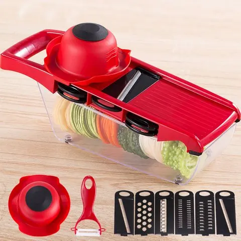 Home Slicer Vegetable Cutter with Stainless Steel Blade Manual Potato Peeler Carrot Cheese Grater Dicer Kitchen Tool
Home Slicer Vegetable Cutter with Stainless Steel Blade Manual Potato Peeler Carrot Cheese Grater Dicer Kitchen Tool