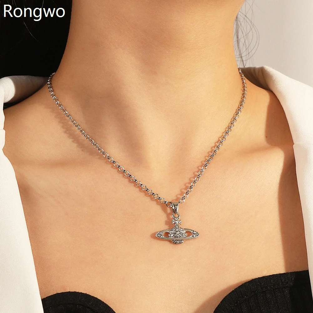 Rongwo Planet Saturn Pendant Necklace Sparkling Inlaid Crystal Quality Luxury Choker Trendy Jewelry Accessories for Women Girls
Rongwo Planet Saturn Pendant Necklace Sparkling Inlaid Crystal Quality Luxury Choker Trendy Jewelry Accessories for Women Girls