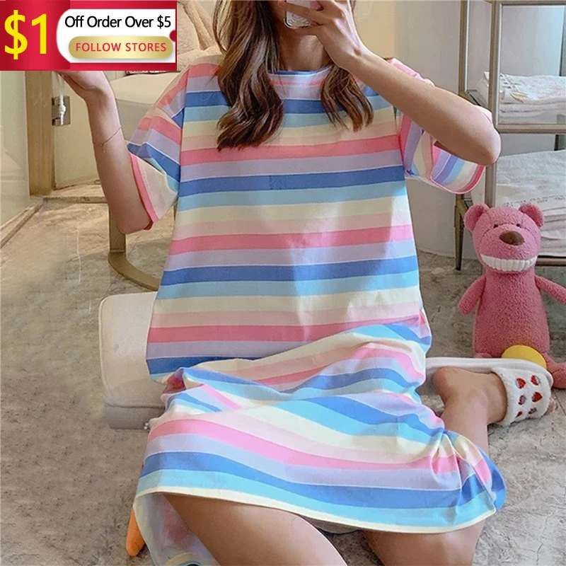 New Short-Sleeved Women'S Sleepwear Casual Night Gowns Summer Cartoon Nightgowns Home Wear Girls Sleep Lounge Sleeping Dress
New Short-Sleeved Women'S Sleepwear Casual Night Gowns Summer Cartoon Nightgowns Home Wear Girls Sleep Lounge Sleeping Dress
