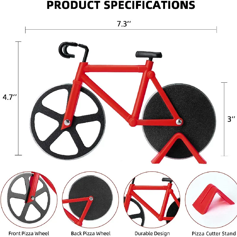 New Bicycle Pizza Cutter Wheel Non-stick Dual Cutting Wheels Stainless Steel Bike Pizza Slicer for Pizza Lovers Holiday Vacation
New Bicycle Pizza Cutter Wheel Non-stick Dual Cutting Wheels Stainless Steel Bike Pizza Slicer for Pizza Lovers Holiday Vacation