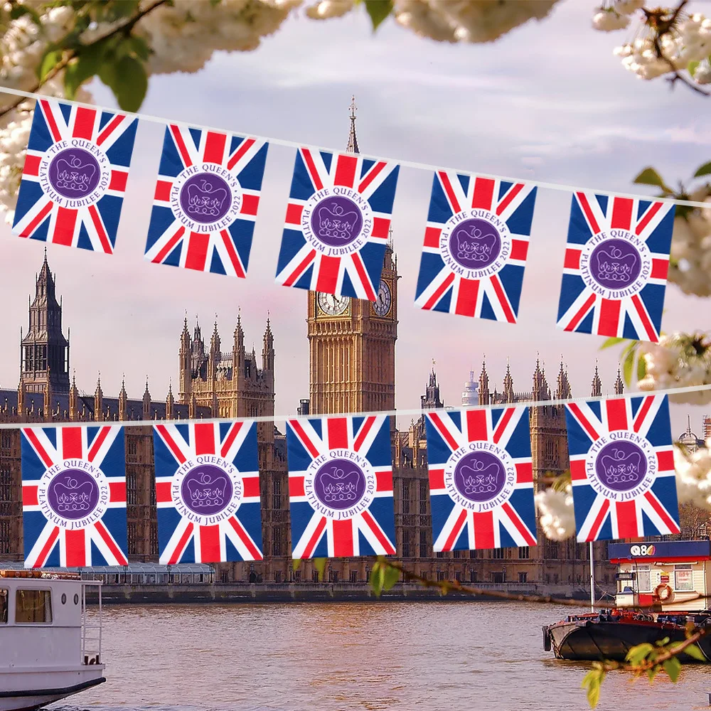 

Bunting Flags Fade Resistant Union Jack Flag Patriotic Style Themed 70th Anniversary England Flag Bright Colors Flag Dacron