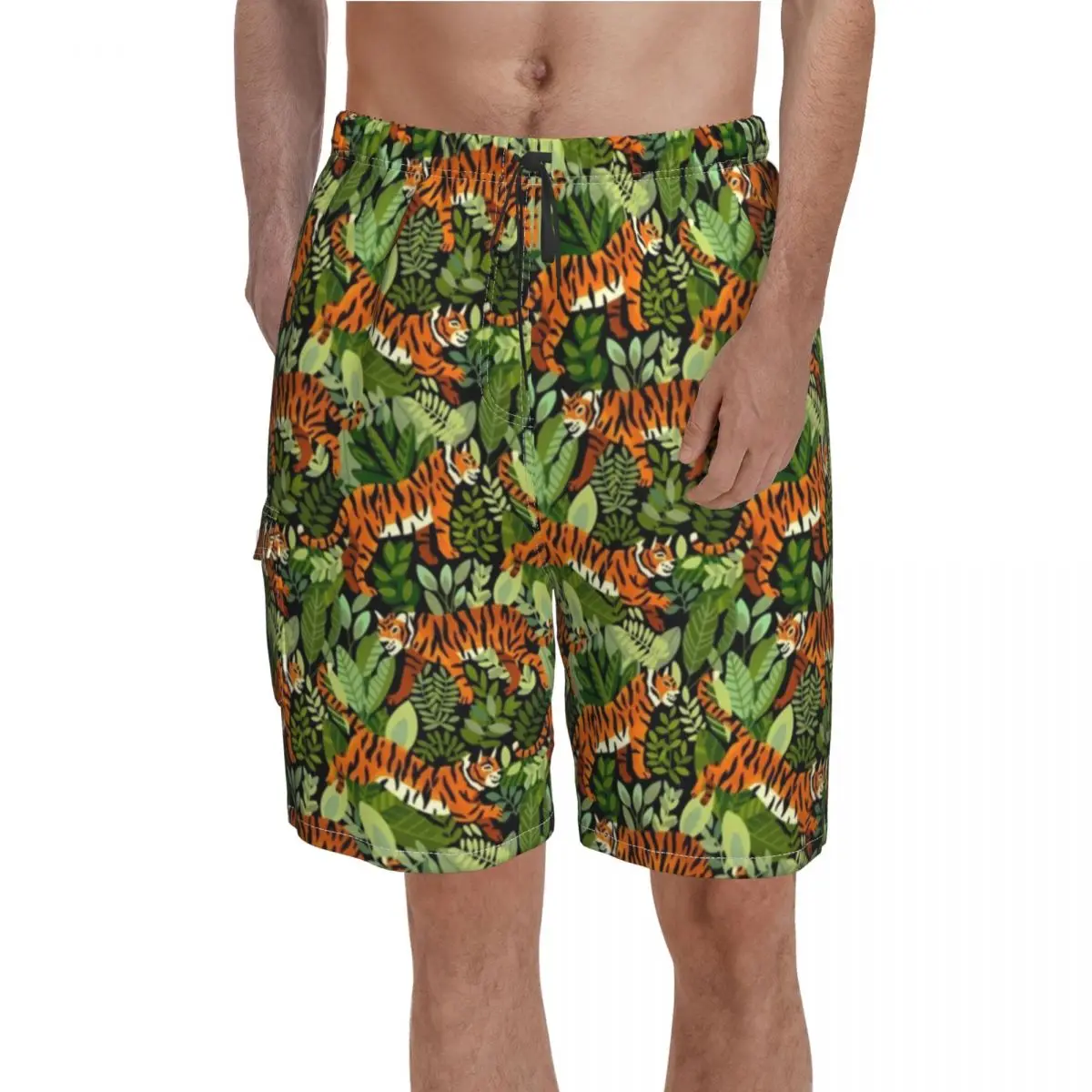 Bengal Tiger Board Shorts Hot Sale Green Jungle Print Printed Beach Shorts Men Elastic Waist Funny Swimming Trunks Large Size
Bengal Tiger Board Shorts Hot Sale Green Jungle Print Printed Beach Shorts Men Elastic Waist Funny Swimming Trunks Large Size