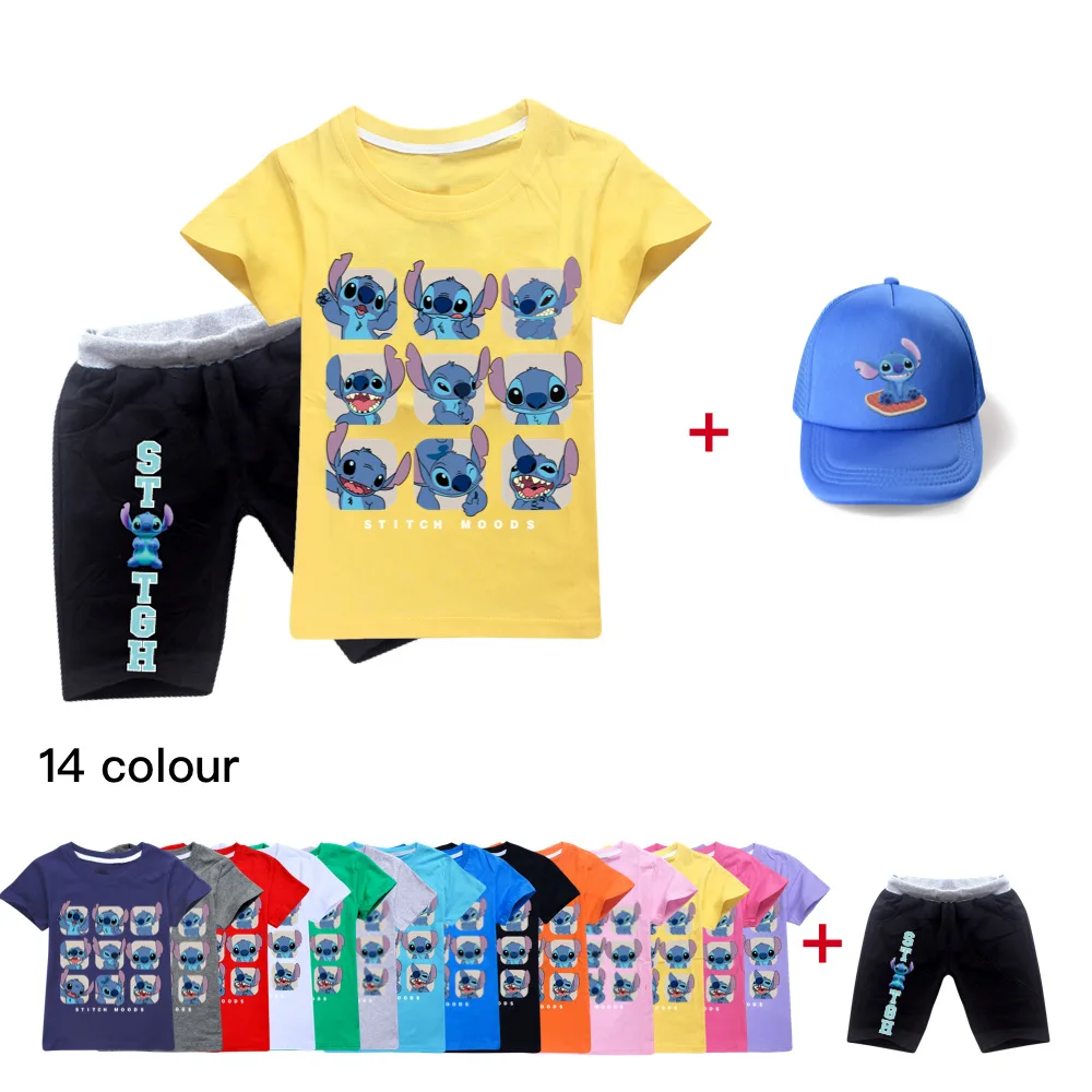 2022 New Disney Stitch Summer Print Boys Girls T-Shirt + Shorts + Hat 3 Piece Cotton Suit Cartoon Casual Clothes 2-16Y
2022 New Disney Stitch Summer Print Boys Girls T-Shirt + Shorts + Hat 3 Piece Cotton Suit Cartoon Casual Clothes 2-16Y