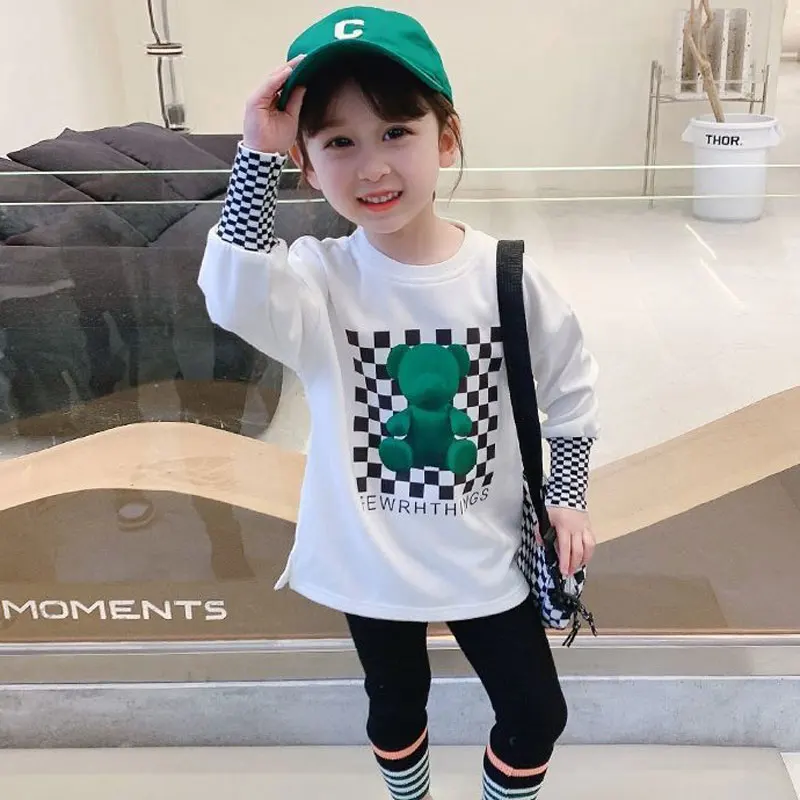 New 2022 Fashion Baby Girls Long T-shirt Spring Autumn Cartoon Green Bear Pattern Cotton Children Long Sleeved Tops
New 2022 Fashion Baby Girls Long T-shirt Spring Autumn Cartoon Green Bear Pattern Cotton Children Long Sleeved Tops