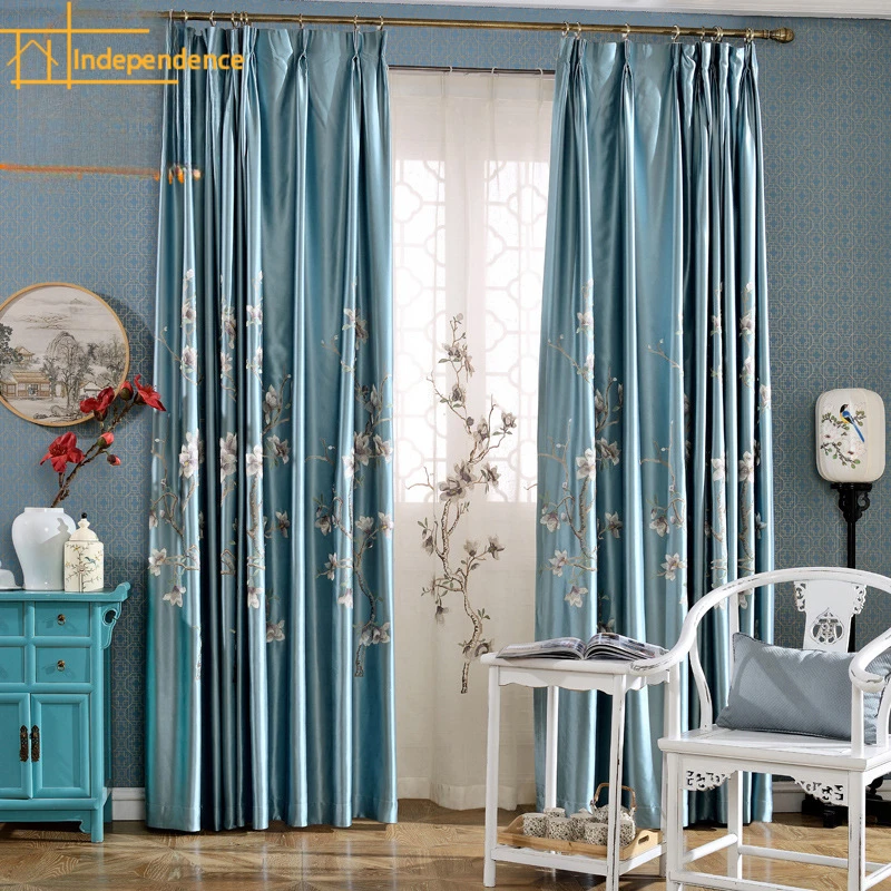 New Chinese Style Blue Embroidery Classical Atmospheric Imitation Silk Curtains for Living Dining Room Bedroom
New Chinese Style Blue Embroidery Classical Atmospheric Imitation Silk Curtains for Living Dining Room Bedroom