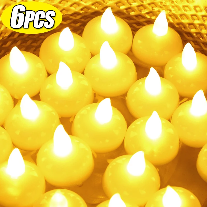 

6/1Pcs LED Floating Candle Battery Powered Floating Water Tealight Flameless Flickering Candles Wedding Party Decor Table Lamps
