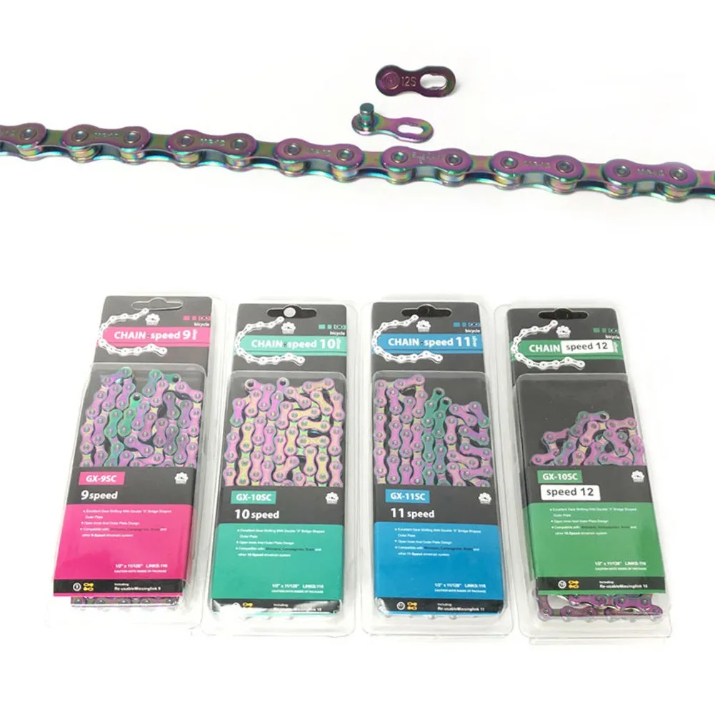 Mountain Road Bike Colorful Chain 9/10/11/12 Speed Plating Colorful Chain 116 Knots MTB Bike Chains Durable Bcycle Accessories
Mountain Road Bike Colorful Chain 9/10/11/12 Speed Plating Colorful Chain 116 Knots MTB Bike Chains Durable Bcycle Accessories