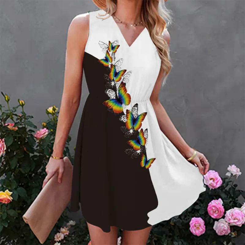 3D Butterfly Printed Casual Dress Women Summer Sleeveless V-Neck Beach Dress Lady Slim Mini Dress Vestidos Fashion Streetwear
3D Butterfly Printed Casual Dress Women Summer Sleeveless V-Neck Beach Dress Lady Slim Mini Dress Vestidos Fashion Streetwear