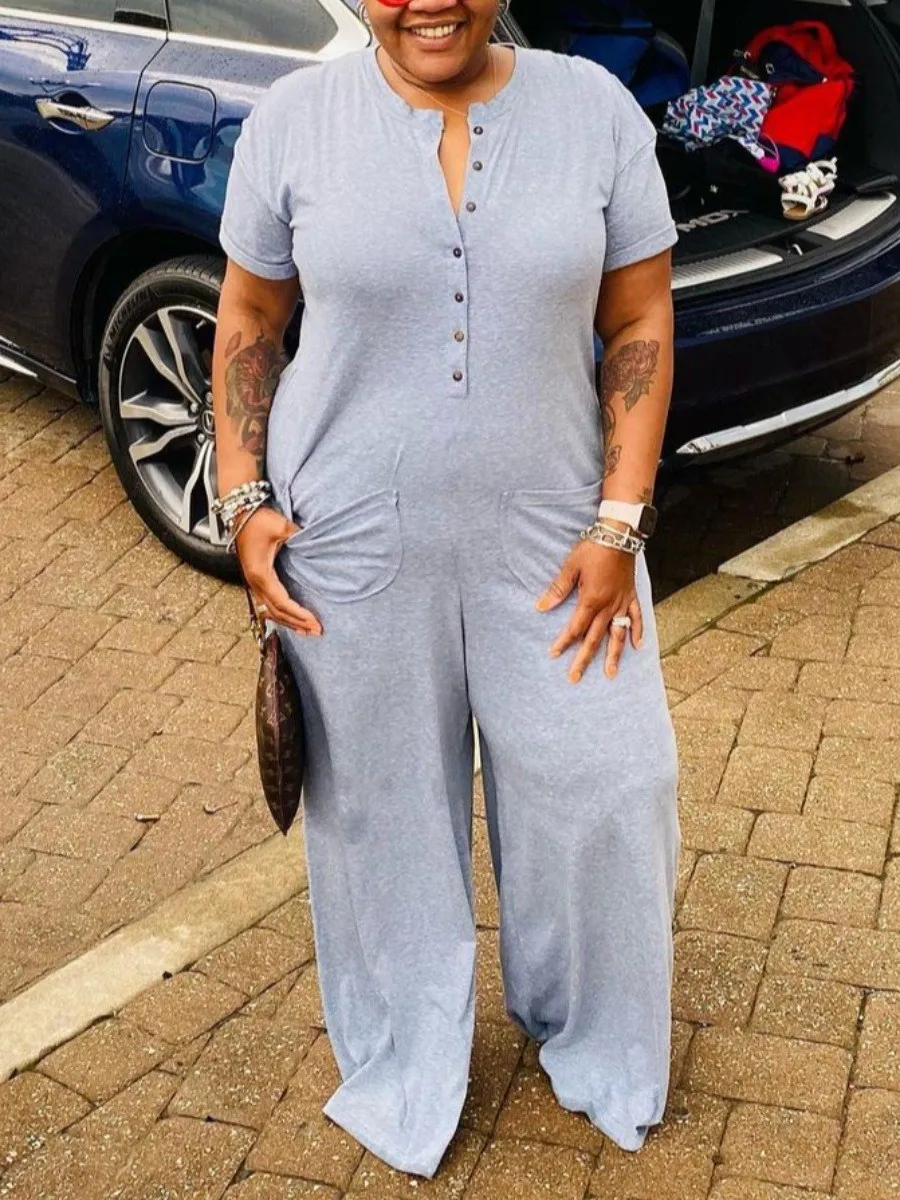 LW Plus Size Pocket Button Design Wide Leg Jumpsuit short sleeve Rompers Vintage Jumpsuits Playsuits Wide Leg Pants Oversize
LW Plus Size Pocket Button Design Wide Leg Jumpsuit short sleeve Rompers Vintage Jumpsuits Playsuits Wide Leg Pants Oversize