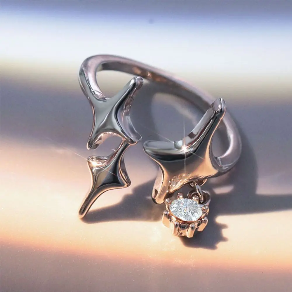 Punk Silver Color Handmade Original Ring Four Pointed Star Adjustable Pendant
Punk Silver Color Handmade Original Ring Four Pointed Star Adjustable Pendant