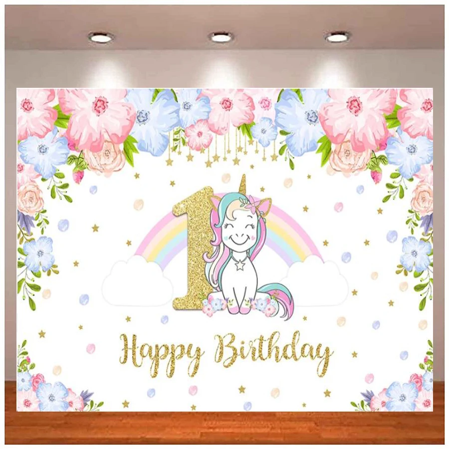 Photography Backdrop Unicorn Themed 1st Birthday Party Photo Background Rainbow Glitter Stars Flower Cake Table Banner Poster
Photography Backdrop Unicorn Themed 1st Birthday Party Photo Background Rainbow Glitter Stars Flower Cake Table Banner Poster