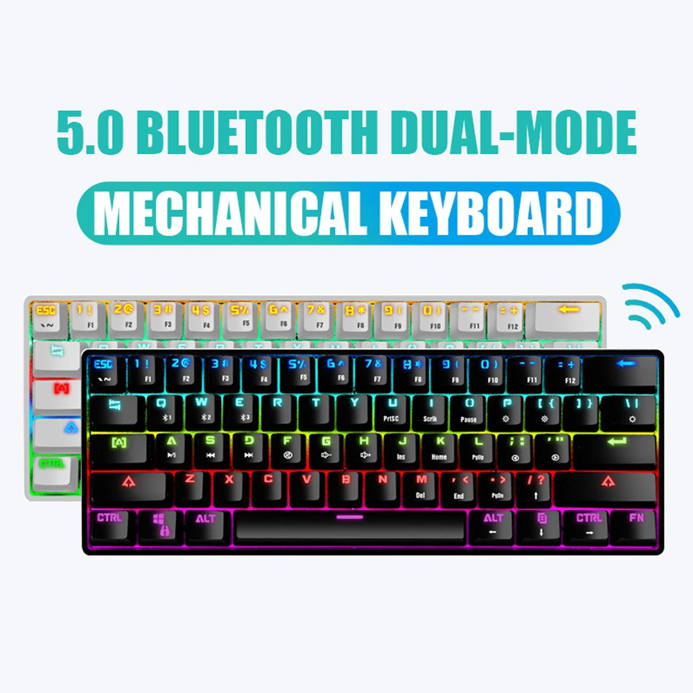 Беспроводная механическая клавиатура, портативная перезаряжаемая Bluetooth Двухрежимная клавиатура, 61 клавиша, синий переключатель с RGB подсве...
Беспроводная механическая клавиатура, портативная перезаряжаемая Bluetooth Двухрежимная клавиатура, 61 клавиша, синий переключатель с RGB подсве...